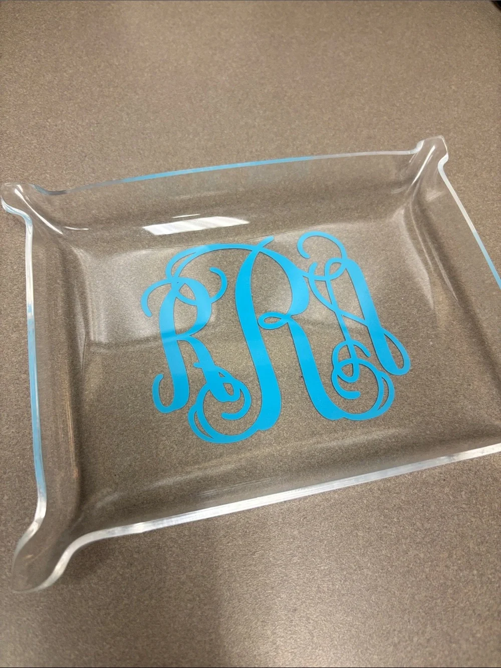 RAR Clear Acrylic Tray with Blue Monogram